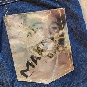 2pac Makaveli holographic pocket jeans